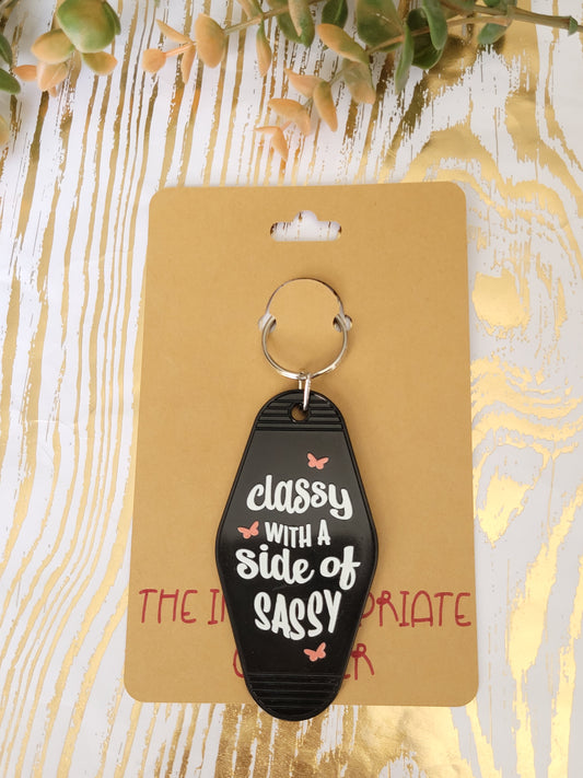 "Classy With a Side of Sassy" Motel Keychain