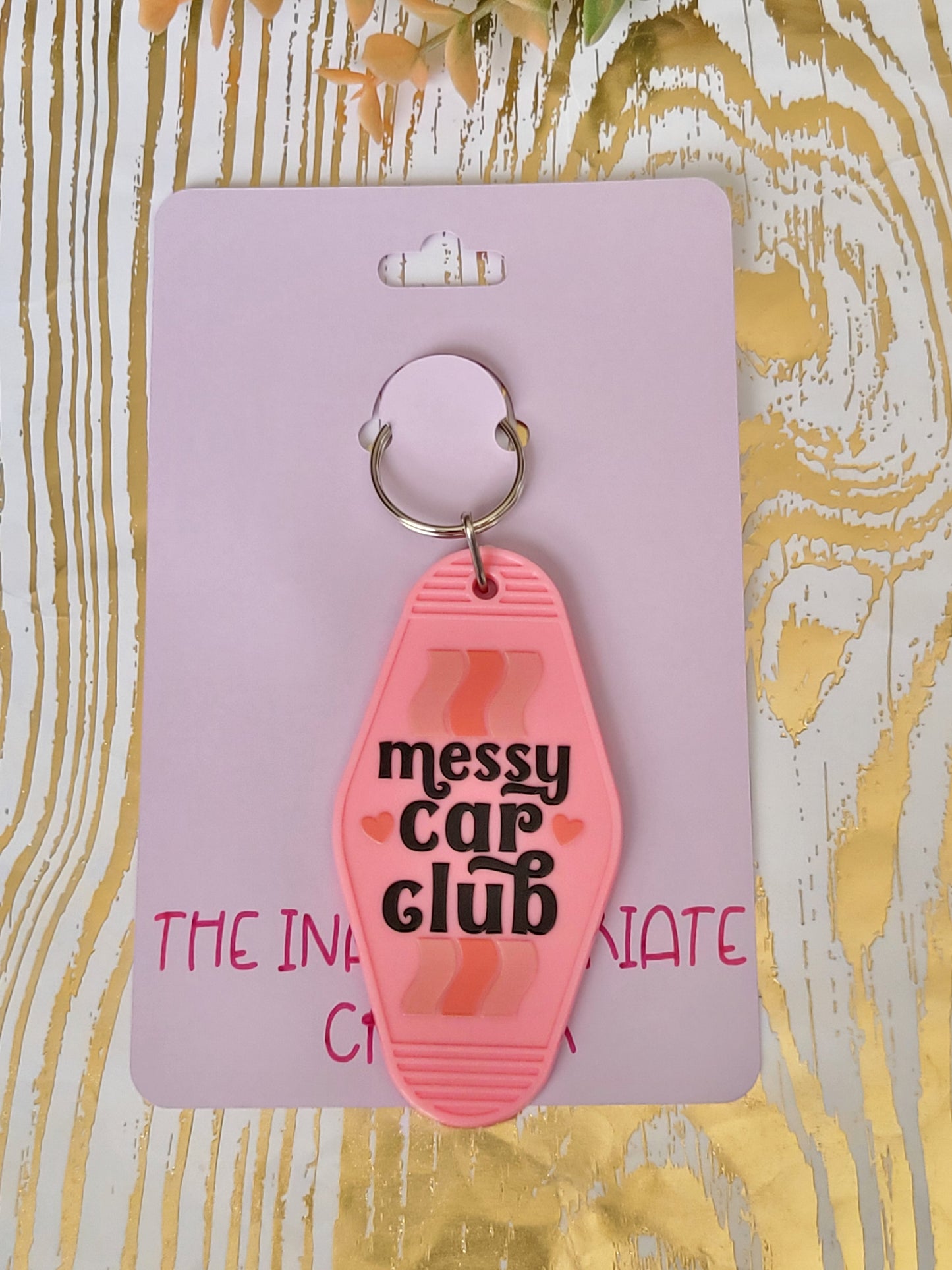 "Messy Car Club" Motel Keychain